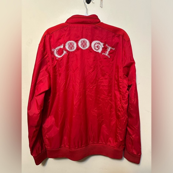 Coogi Bomber Jacket With Hood Size Large Red Vintage Retro Logo Embroidered - Picture 6 of 10